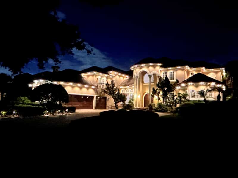 warm permanent outdoor home lighting